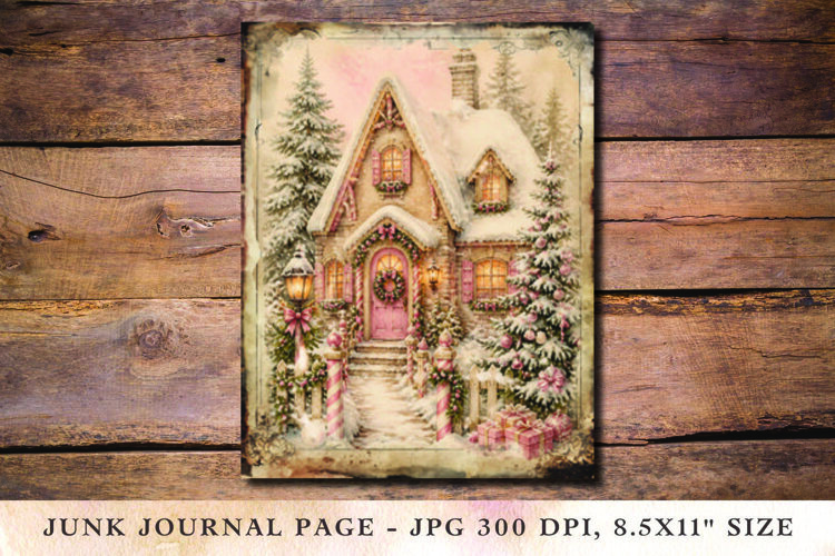 Christmas Junk Journal Pages cottage house example image 1