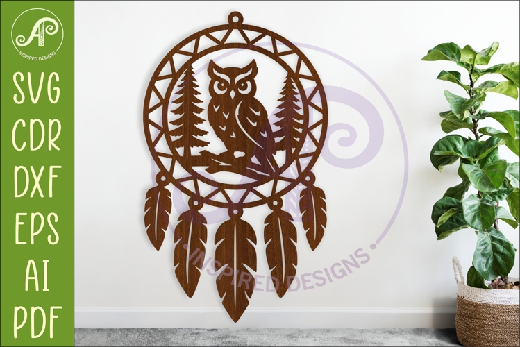 Owl Dreamcatcher Laser Cut File, Woodland Wall Art SVG