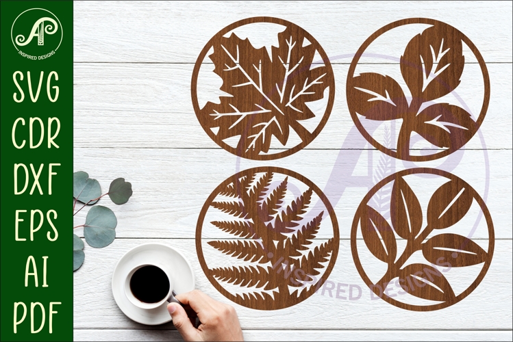 Leaf Coasters, laser cut out leaves designs d2