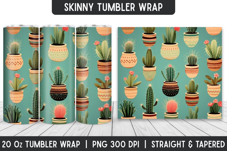 Cactus Pattern Tumbler Sublimation Wrap | Sublimation