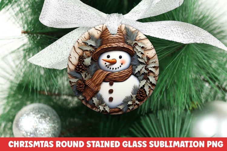 Christmas Round Ornament | Christmas Sublimation | Snowman