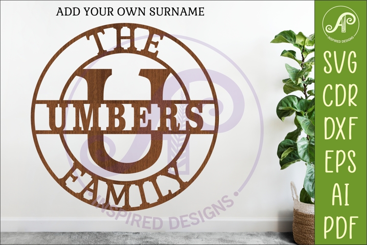 Monogram Family Letter U Name Sign SVG