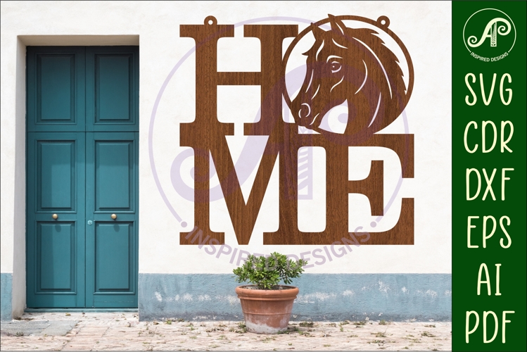 Home word with Horse theme wall art sign, SVG file. vector
