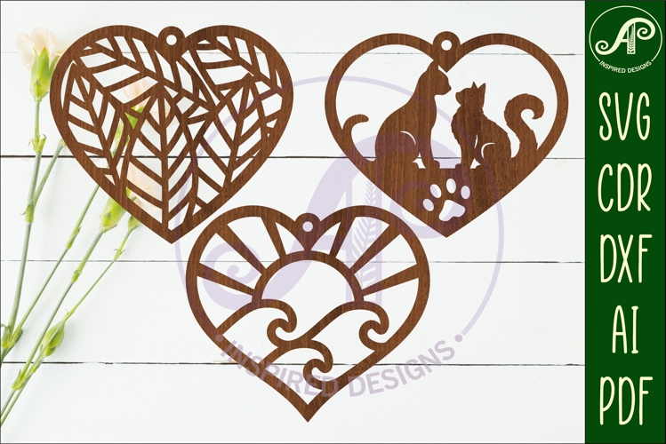 Hanging hearts wall sign, laser cut design 5