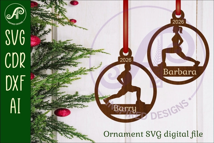 Cross fit Lunge Christmas Ornament SVG