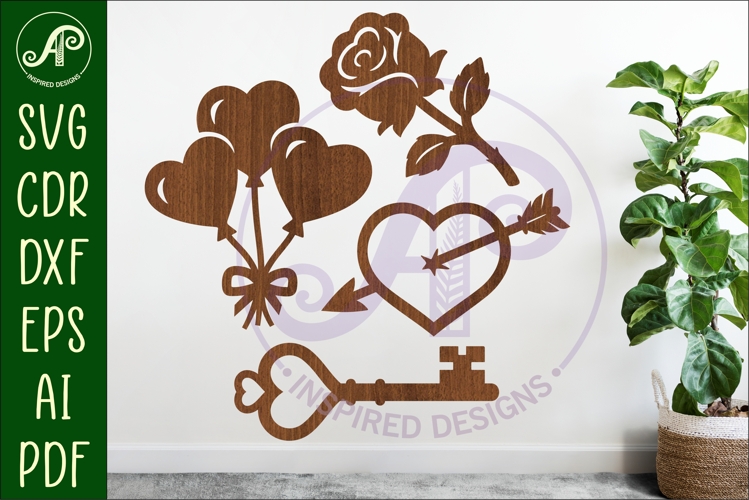 Valentines day silhouette laser cut outs SVG file 3