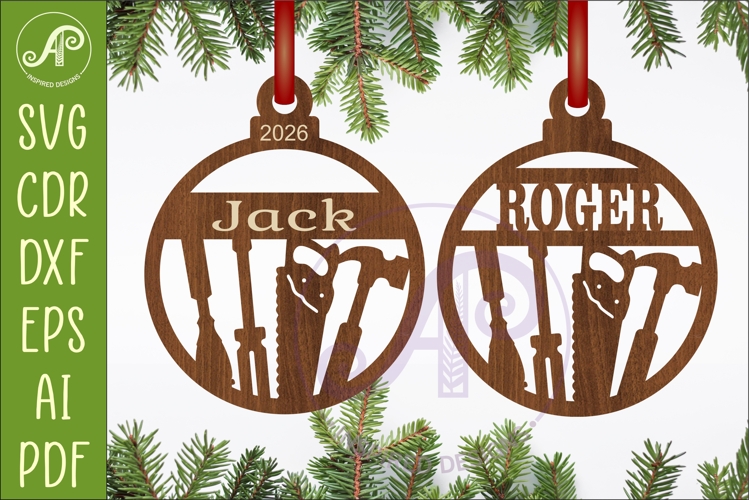 Carpenter Christmas Ornament SVG, Woodworker Gift, Laser Cut