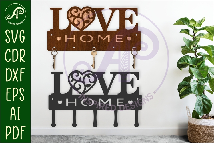 Love word Key holder designs for wood and metal