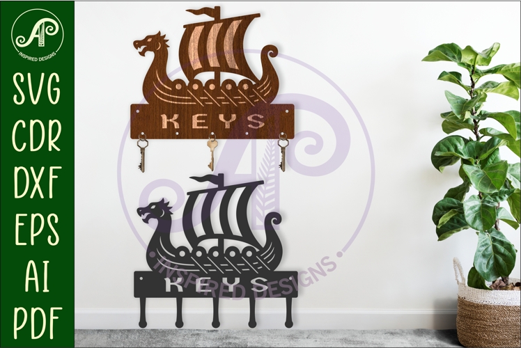 Viking longboat Key holder designs for wood and metal