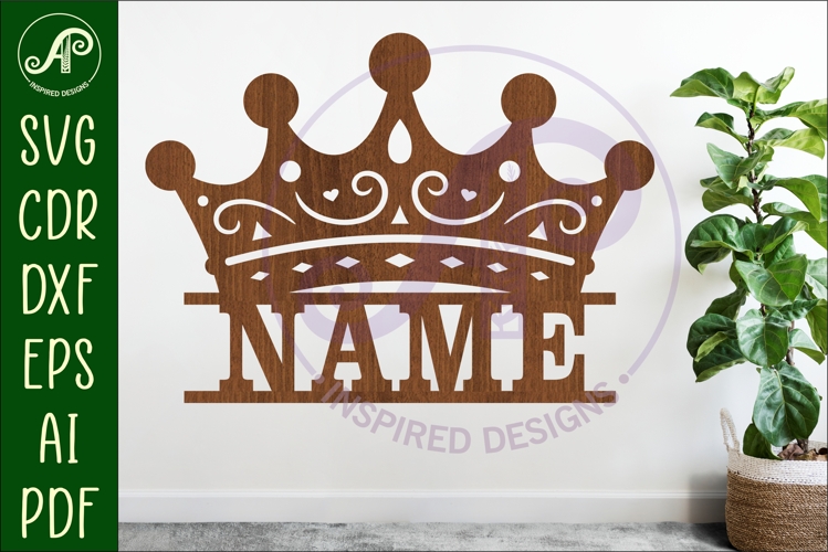 Princess crown personalized name sign laser cut