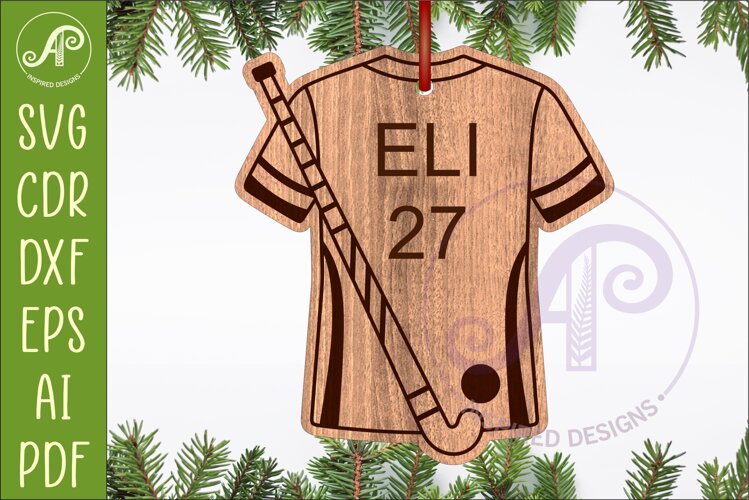 Field Hockey shirt Christmas Ornament SVG laser cut example image 1