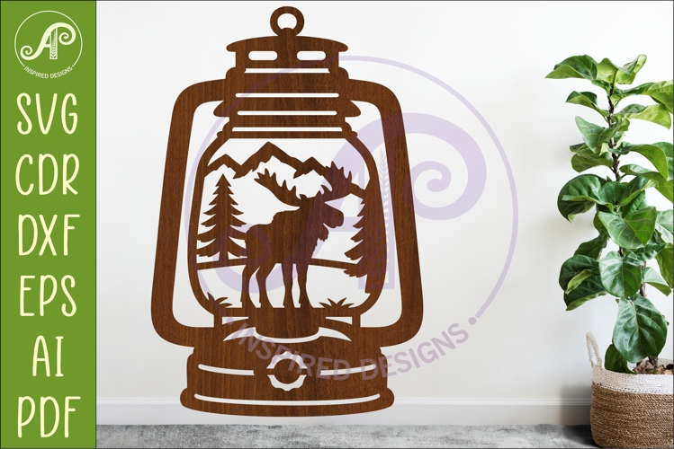 Camping Lantern Scene Moose Wall Sign