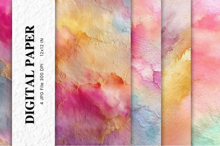 Rainbow Watercolor Alcohol Ink Background Digital Paper