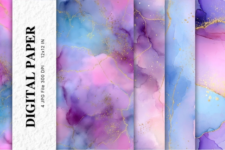 Rainbow Watercolor Alcohol Ink Background Digital Paper