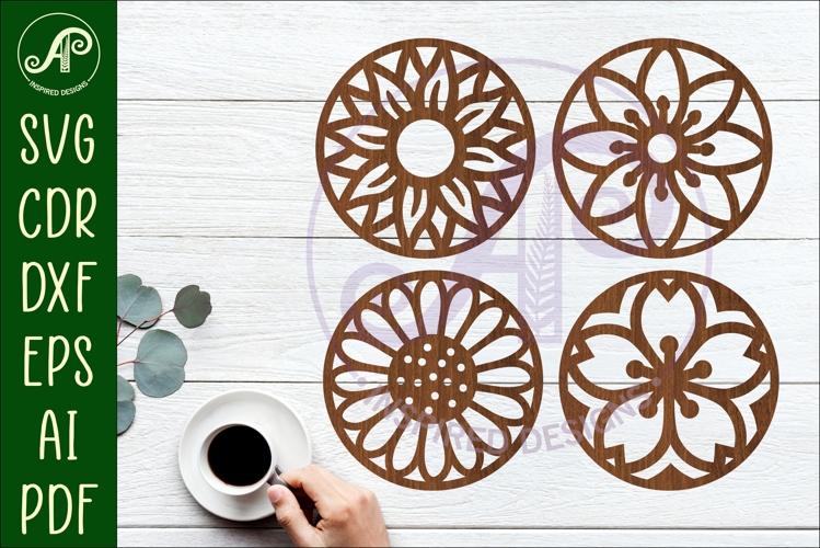 Floral Coasters, laser cut out flower coaster