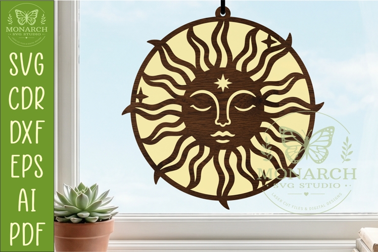 Sun Suncatcher SVG | celestial Window Hanger Laser