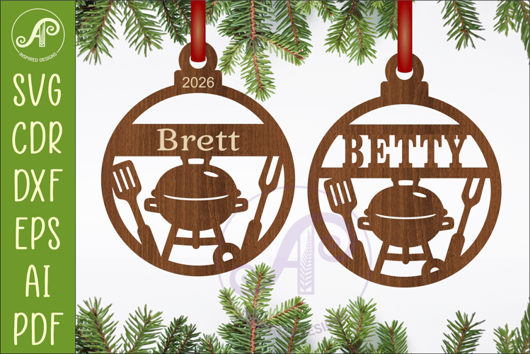 BBQ Ornament SVG, Barbecue Christmas Decoration Grill Master