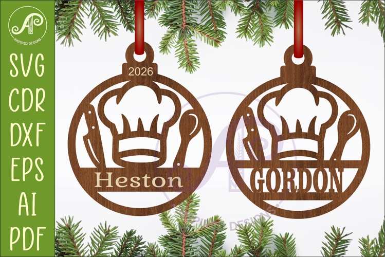 Chef Christmas Ornament SVG| Personalized Laser Cut
