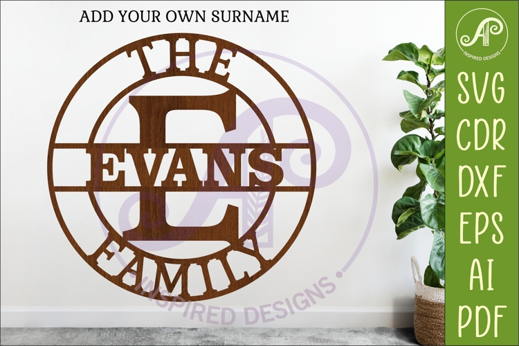 Monogram Family Letter E Name Sign SVG