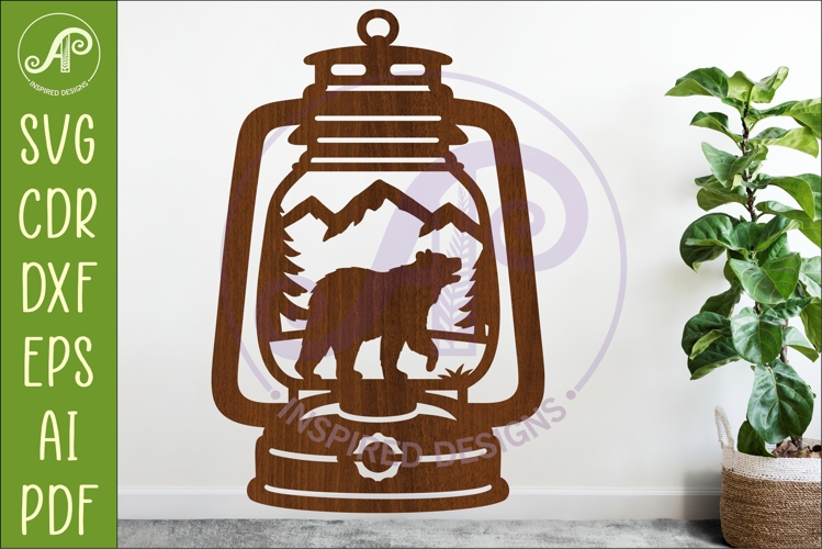 Camping Lantern Scene Bear Wall Sign