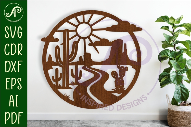 Desert road wall sign, SVG file. laser cut