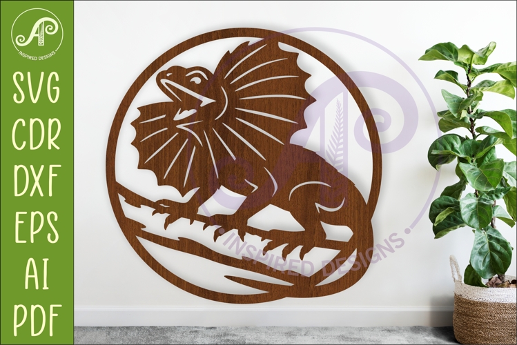 Frilled Lizard Wall Art SVG, Australian Reptile Laser Cut