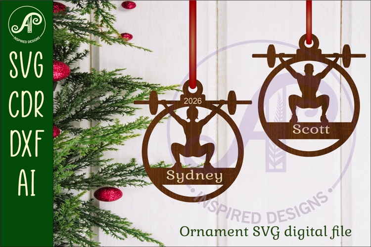 Cross fit overhead squat Christmas Ornament SVG