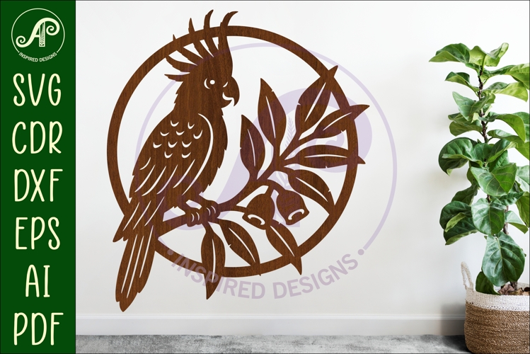 Cockatoo bird wall sign, SVG file.