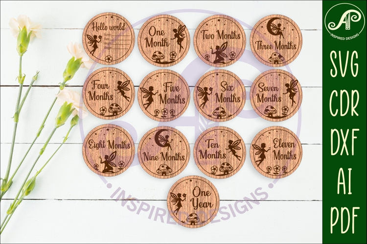 Fairy themed Baby monthly milestone discs SVG