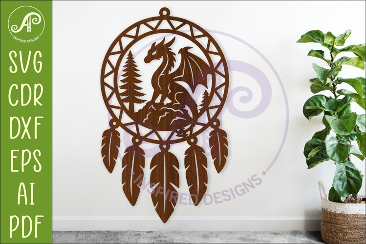 Dragon Dreamcatcher Laser Cut File, Fantasy Wall Art