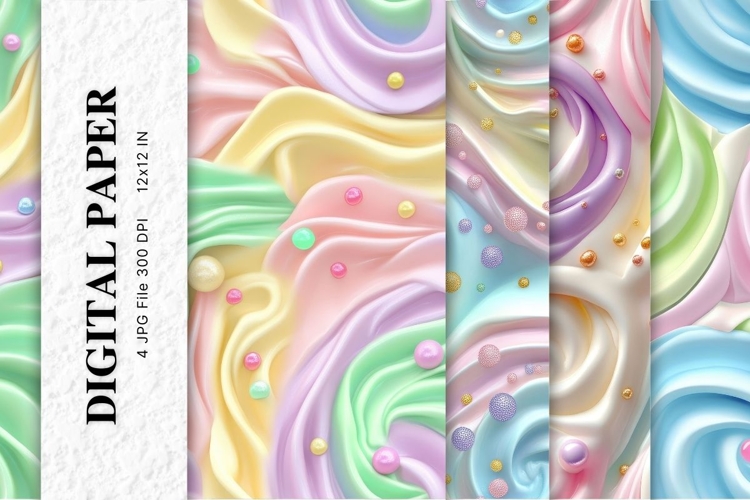 Whipped Cream Background Rainbow creamy swirls Pattern_2