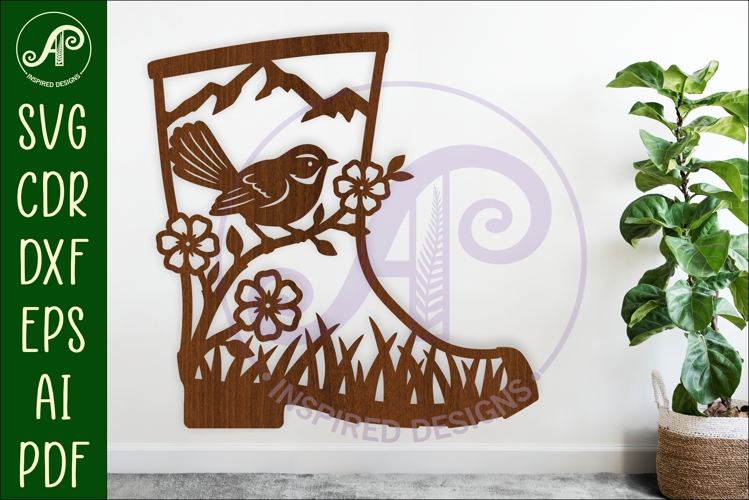Fantail Gumboot New Zealand wall art sign, SVG file. vector