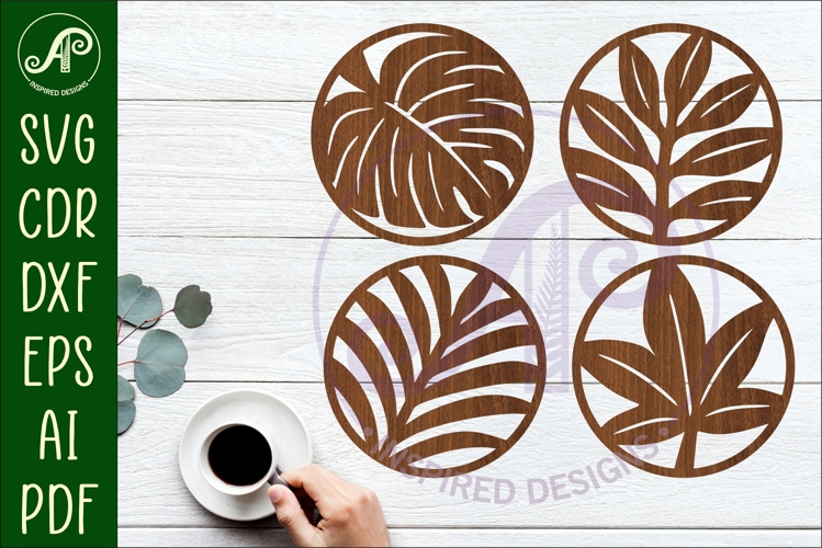 Leaf Coasters, laser cut out leaves designs d3