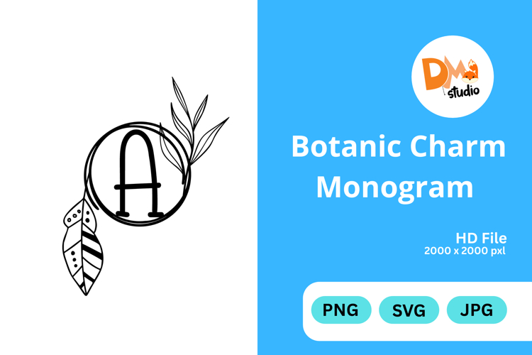 Botanic Charm Monogram -Elegant Floral Letters SVG, PNG, JPG