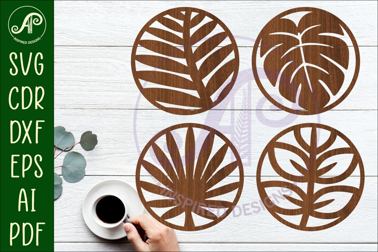 Leaf Coasters, laser cut out leaves designs d1