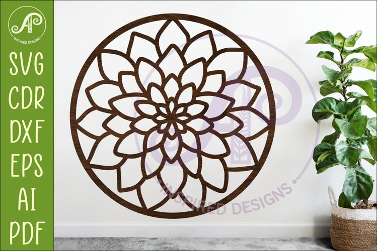 Dahlia Flower Wall Art SVG | Round Floral Laser Cut File