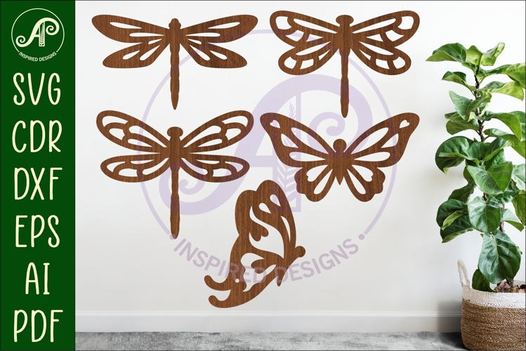 Butterfly and Dragonfly silhouettes laser cut out 2
