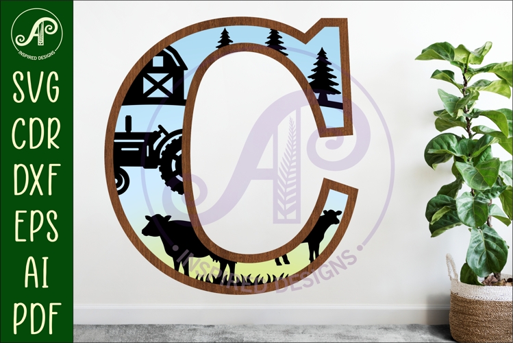 Farm Large C wall Letter 3 layer sign