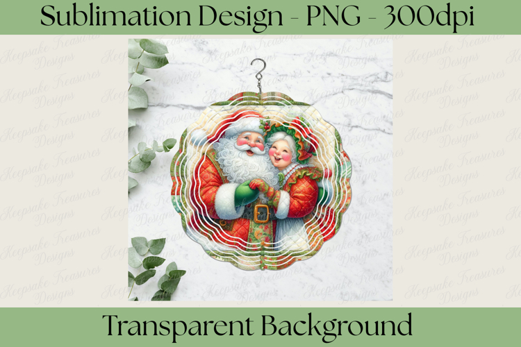 Vintage Santa & Mrs. Claus Christmas Wind Spinner PNG