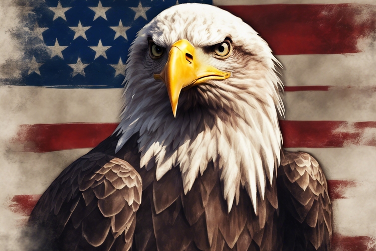American Eagle Photo With USA Flag