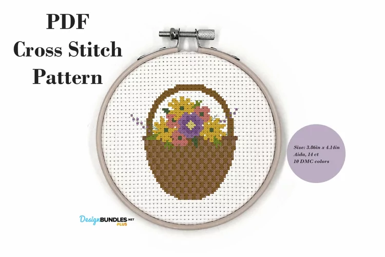 A Basket Of Flowers Cross Stitch Pattern PDF File