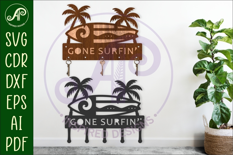 Surf board Key holders for metal and laser cutting