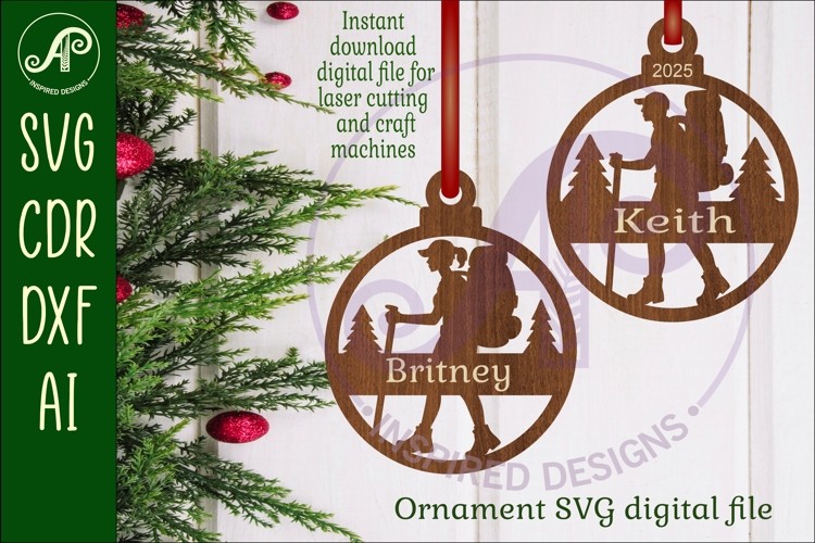 Hiker Christmas Ornament SVG
