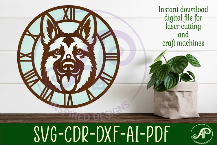 German Shepherd dog clock wall clock laser cut file