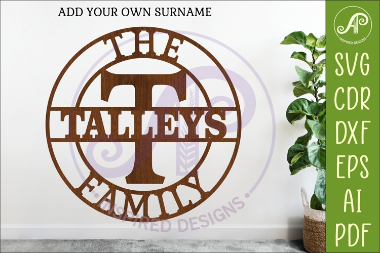 Monogram Family Letter T Name Sign SVG