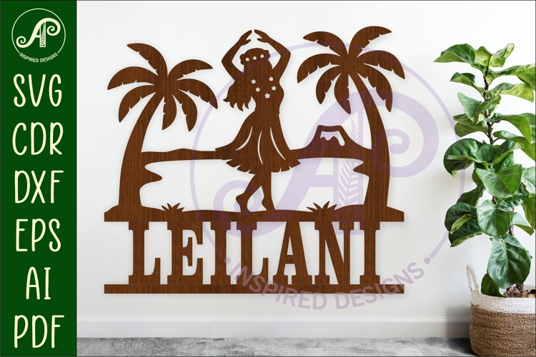Tropical Name Sign SVG Hula Dancer Beach Luau Hawaiian