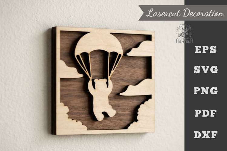 A Bear Parachutes Lasercut Wall Decor