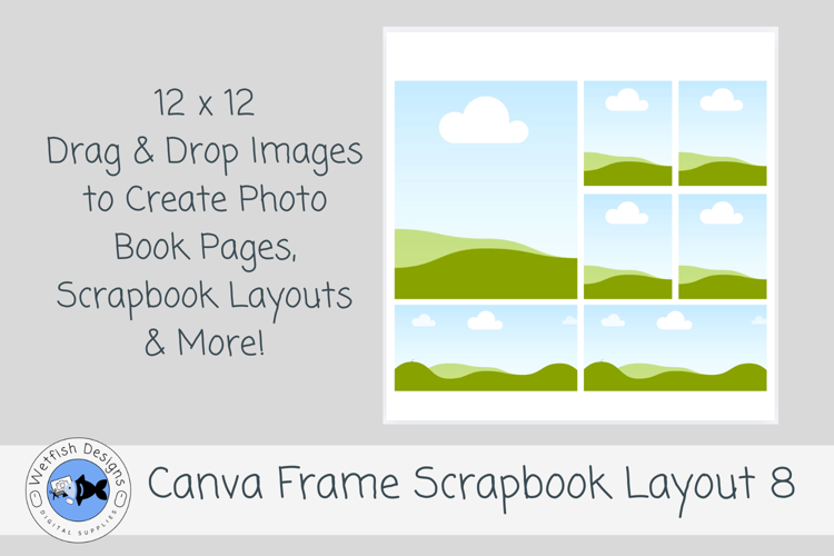 Canva Frame Scrapbook Layout 8 12x12 Photo Template