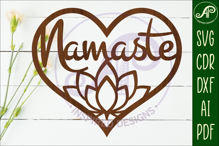 Lotus flower Namaste heart wall sign, laser cut