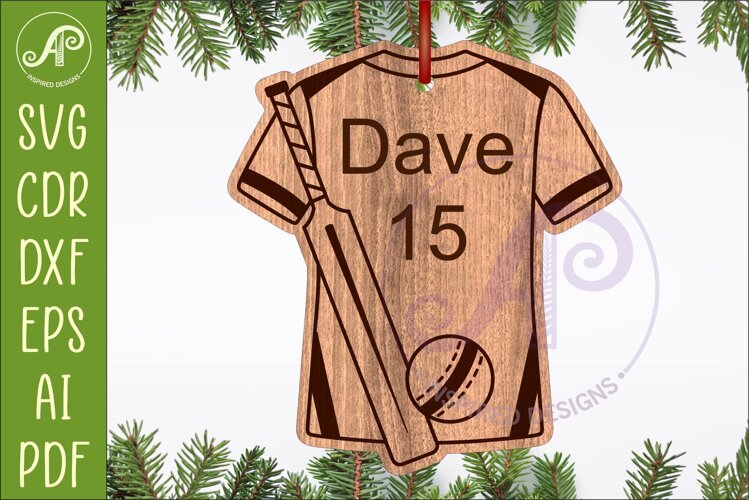 Cricket shirt Christmas Ornament SVG laser cut example image 1